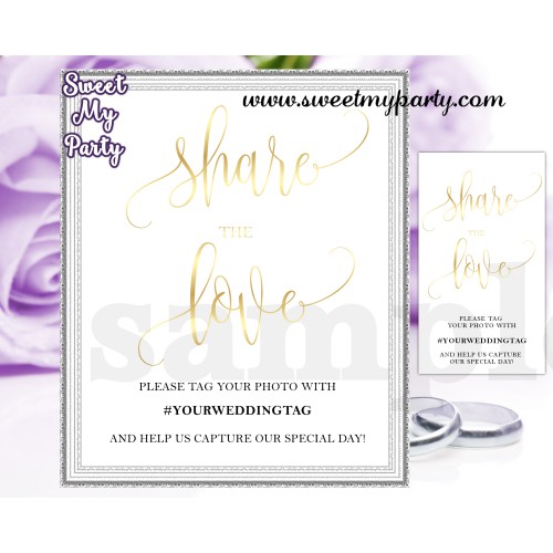 Wedding Hashtag sign,Wedding Instagram sign,Share the love sign,(025w)